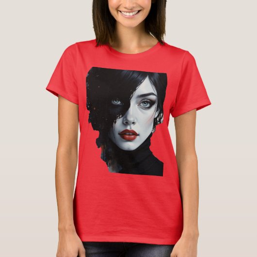 Midnight Muse - Ink-Splash Portret T-shirt (Voorkant)