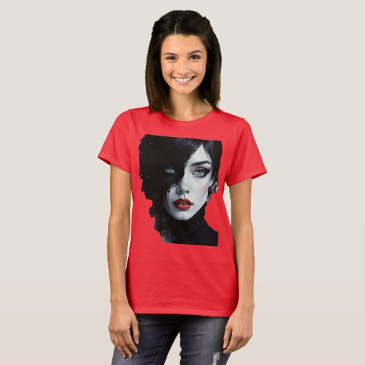 Midnight Muse - Ink-Splash Portret T-shirt (Voorkant volledig)