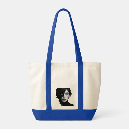 Midnight Muse - Ink-Splash Portret Tote Bag (Achterkant)