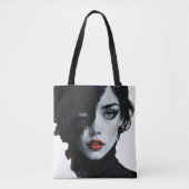 Midnight Muse - Ink-Splash Portret Tote Bag (Voorkant)