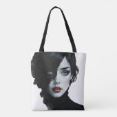 Midnight Muse - Ink-Splash Portret Tote Bag (Achterkant)