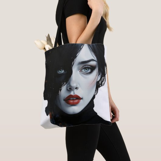 Midnight Muse - Ink-Splash Portret Tote Bag (Dichtbij)