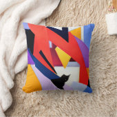 Midnight Muse - Zwarte Kat en Abstracte Kunst Bewe Kussen (Deken)