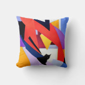 Midnight Muse - Zwarte Kat en Abstracte Kunst Bewe Kussen (Voorkant)
