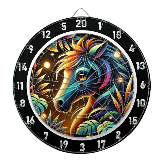 Midnight Mustang Paard in het paradijs Dartbord (Voorkant)