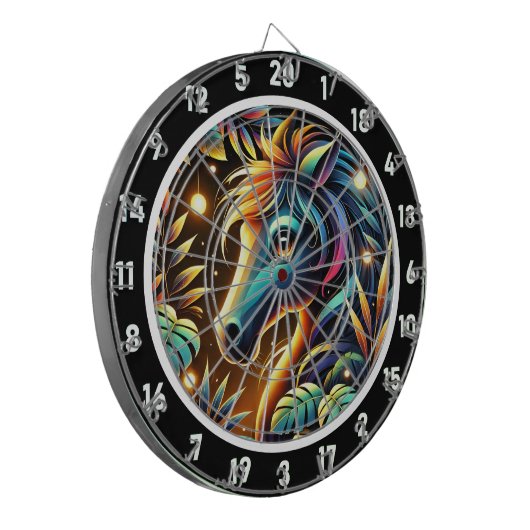 Midnight Mustang Paard in het paradijs Dartbord (Voorkant Links)