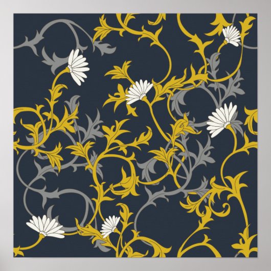 Midnight Mustard Floral Poster (Voorkant)