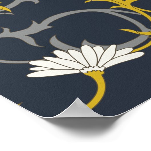 Midnight Mustard Floral Poster (Hoek)