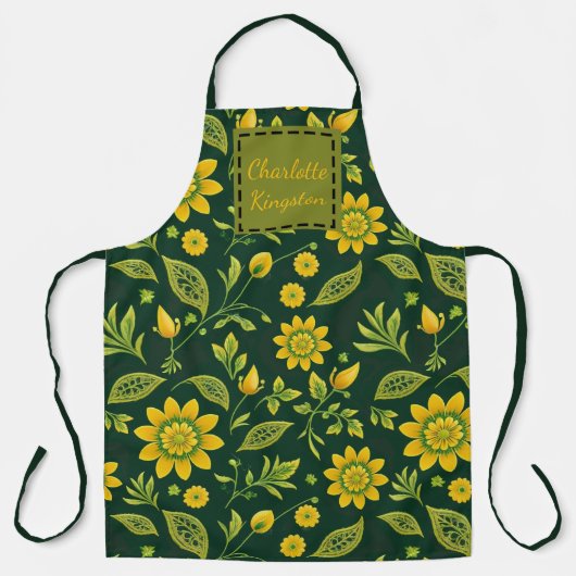 Midnight Mystique Blooms Aangepaste naam Schort (Voorkant)