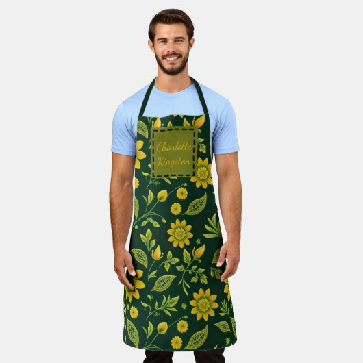 Midnight Mystique Blooms Aangepaste naam Schort (Gedragen)