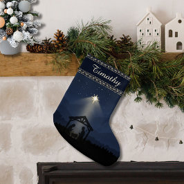 Midnight Nativity Silhouette Christmas Stocking Grote Kerstsok