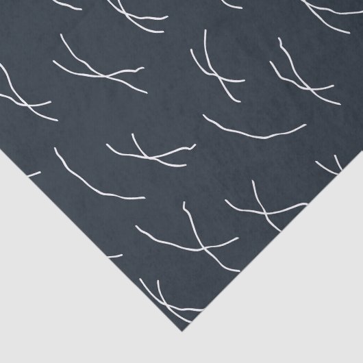 Midnight Navy Abstract Sketchy Dashes Tissuepapier (Detail)