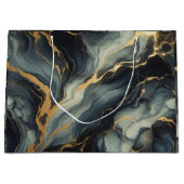 Midnight Navy and Gold Marble Artistic Pattern Groot Cadeauzakje (Voorkant)