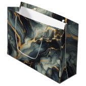 Midnight Navy and Gold Marble Artistic Pattern Groot Cadeauzakje (Voorkant Gekanteld)