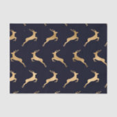 Midnight Navy Blauw Goud Herten Patroon Tissuepapier (Voorkant)