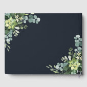 Midnight Navy Blauw Succulent Bruiloft Gastenboek (Achterkant)
