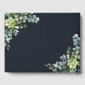 Midnight Navy Blauw Succulent Bruiloft Gastenboek (Achterkant)