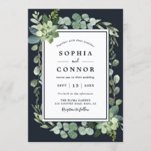 Midnight Navy Blauw Succulent Bruiloft