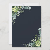 Midnight Navy Blauw Succulent Bruiloft Kaart (Achterkant)