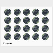 Midnight Navy Blauw Succulent Bruiloft Ronde Sticker (Vel)