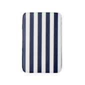 Midnight Navy Blauwe en Witte Strepen Badmat (Voorkant Verticaal)