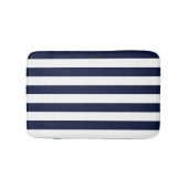 Midnight Navy Blauwe en Witte Strepen Badmat (Voorkant)