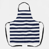 Midnight Navy Blauwe en Witte Strepen Schort (Voorkant)