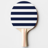 Midnight Navy Blauwe en Witte Strepen Tafeltennisbatje (Achterkant)