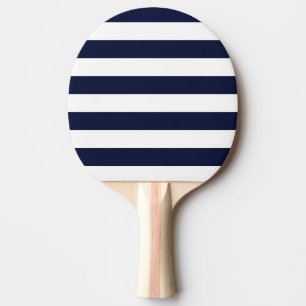 Midnight Navy Blauwe en Witte Strepen Tafeltennisbatje