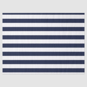 Midnight Navy Blauwe en Witte Strepen Tissuepapier