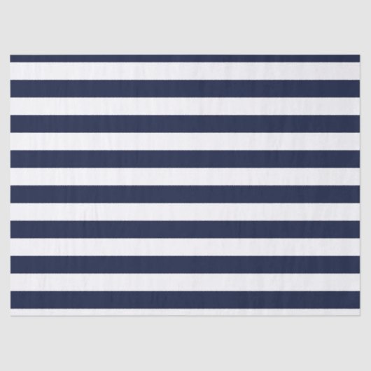 Midnight Navy Blauwe en Witte Strepen Tissuepapier (Voorkant)