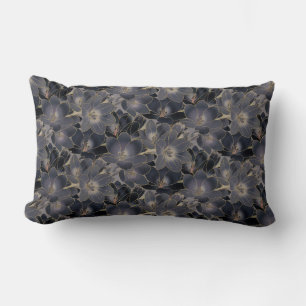 Midnight Navy Blue & Gray Floral Decorative Kussen