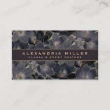 Midnight Navy Blue & Grey Floral