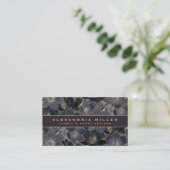 Midnight Navy Blue & Grey Floral Visitekaartje (Staand voorkant)