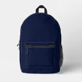 Midnight Navy Blue Solid Color Bedrukte Rugzak (Voorkant)