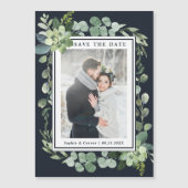 Midnight Navy Blue Succulent Save the Date Magnet (Voorkant)