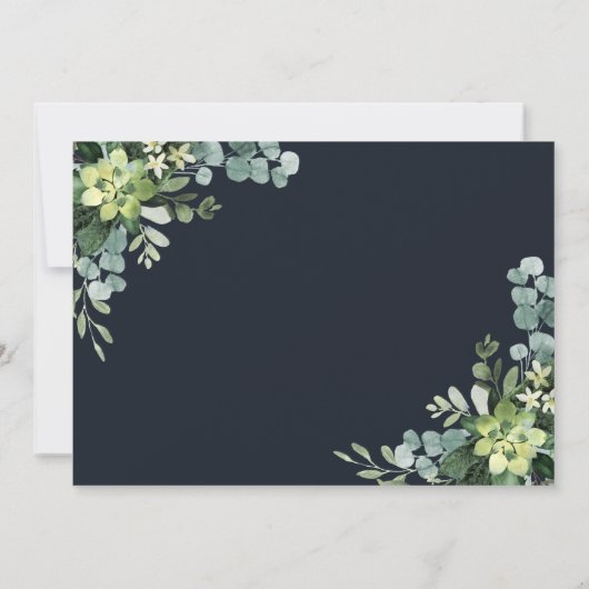 Midnight Navy Blue Succulent Vrijgezellenfeest Kaart (Achterkant)