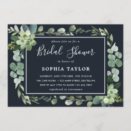 Midnight Navy Blue Succulent Vrijgezellenfeest Kaart