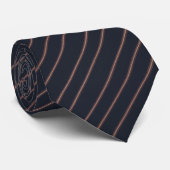 Midnight Navy & Copper Diagonal Striped Stropdas (Opgerold)