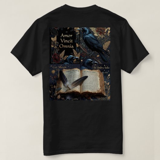 midnight-navy design with ravens perched  t-shirt (Design achterkant)