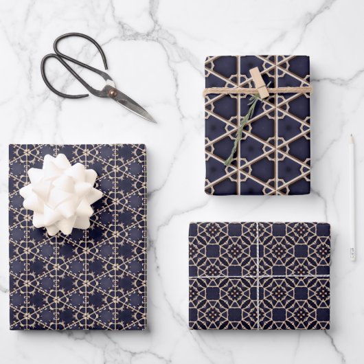 Midnight Navy en Gold Elegant Design Inpakpapier Vel (Voorkant)