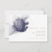 Midnight Navy Gold Elegant Modern Save the Date (Voorkant)