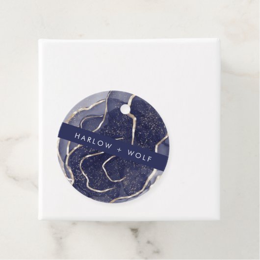 'Midnight Navy Gold Elegant Modern Wedding' Bedankjes Labels (In situ)
