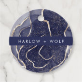 'Midnight Navy Gold Elegant Modern Wedding' Bedankjes Labels (Voorkant)