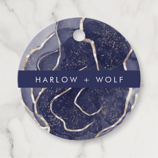 'Midnight Navy Gold Elegant Modern Wedding' Bedankjes Labels (Voorkant)