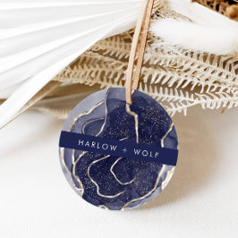 'Midnight Navy Gold Elegant Modern Wedding' Bedankjes Labels