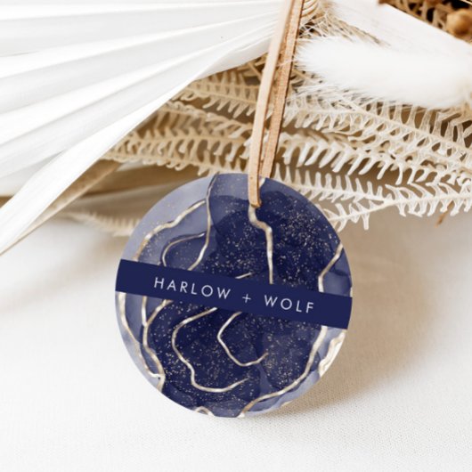 'Midnight Navy Gold Elegant Modern Wedding' Bedankjes Labels