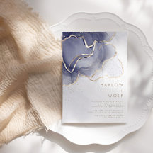 'Midnight Navy Gold Elegant Modern Wedding'