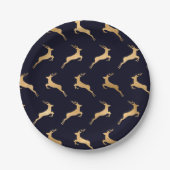 Midnight Navy Gold Hertenpatroon Papieren Bordje (Voorkant)