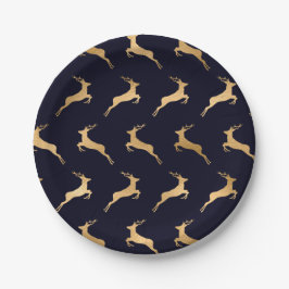 Midnight Navy Gold Hertenpatroon Papieren Bordje